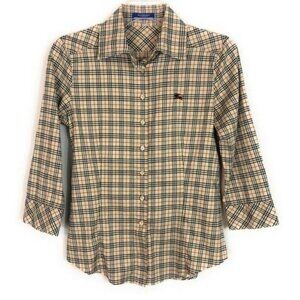 Burberry Blue Label Women’s Plaid Nova Check Button Up Shirt Top 38
